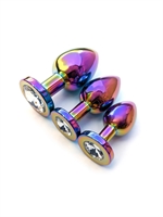 2. Sex Shop, Medium Jeweled Stainless Steel Rainbow Butt Plug