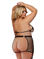 2. Sex Shop, Lace-Up Leather and Mesh 2-Piece Set by DreamGirl