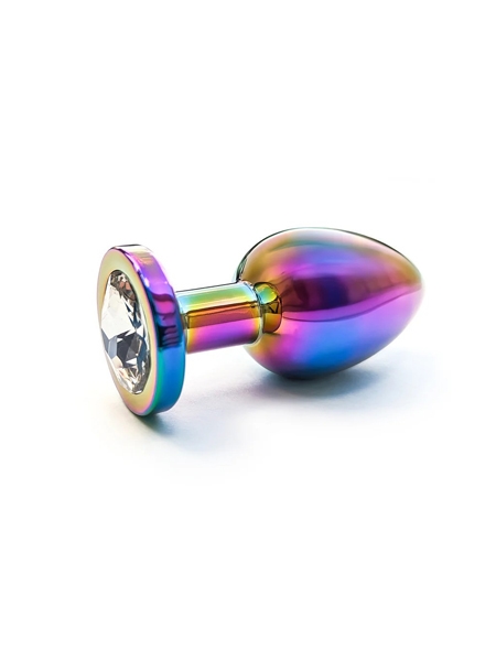 Medium Jeweled Stainless Steel Rainbow Butt Plug